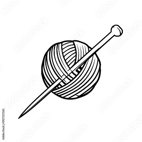Yarn Ball with Knitting Needle