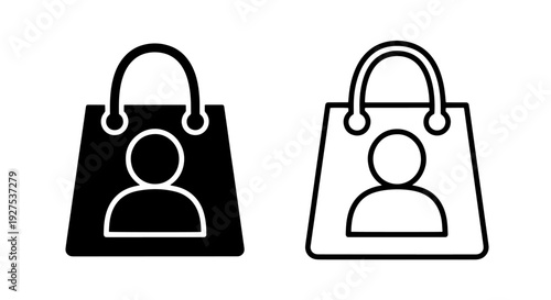 Shopping Bag with Person Icon Symbol for Online Customer, E-commerce Retail, and Consumer Shopping Vector
