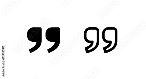 Modern Black Quotation Marks Icon Set for Testimonials and Speech Bubbles