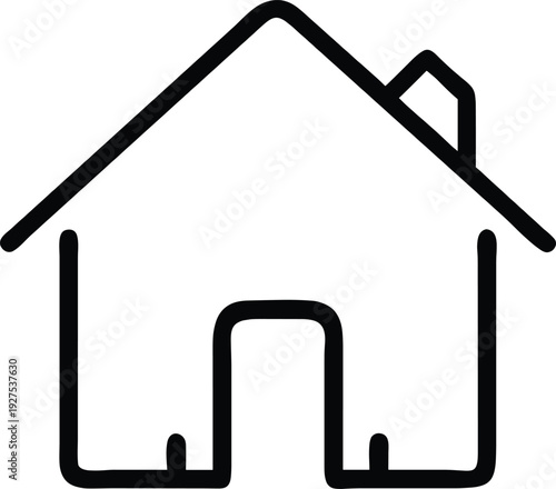 Simple line art house icon for real estate and property with house with home with icon