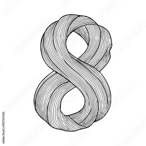 Infinity Symbol Drawing with Lines on White Background