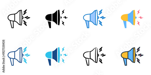Public Announcement icons set multiple style collection. Editable stroke 
