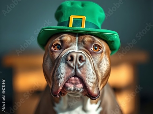 Wallpaper Mural a pitbull wearing a green leprechaun hat Torontodigital.ca