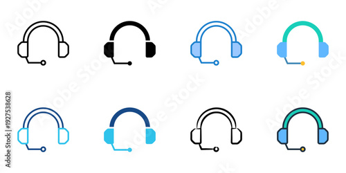 Help Desk icons set multiple style collection. Editable stroke 
