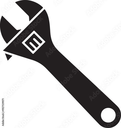 A detailed illustration of a wrench with a square drive head and a circular handle