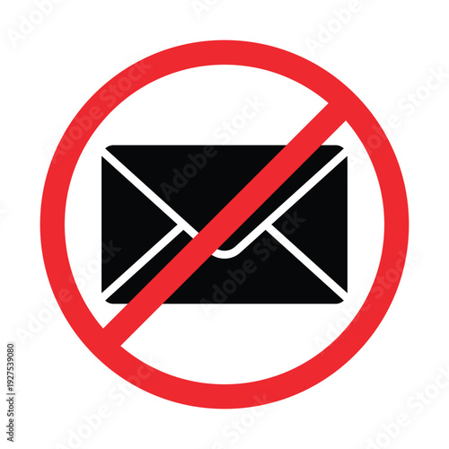 Bild auf Leinwand No Email Sign, Envelope Prohibited Communication Symbol Vector Illustration