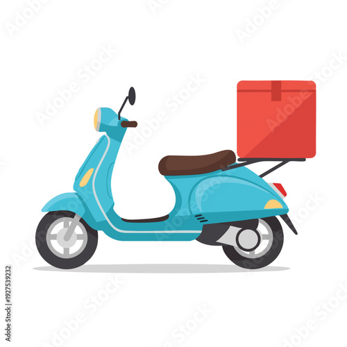 Stylish Blue Scooter with Red Storage Box for Urban Commuting