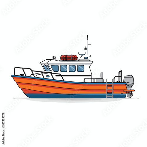 Modern Recreational Boat on Calm Water with Clear Sky