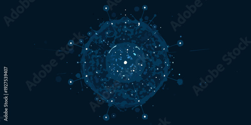 Abstract blue splash resembling a cell or cosmic formation