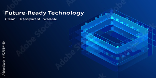Abstract blue geometric design showcasing future technology and scalability