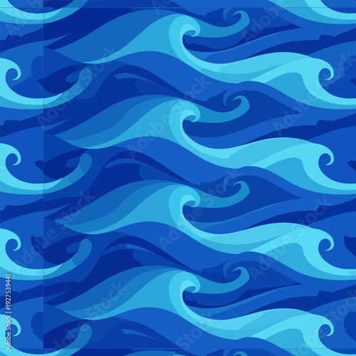  seamless blue ocean waves pattern