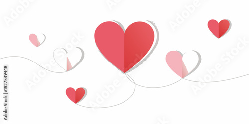 Paper hearts and delicate swirls create a romantic layered composition