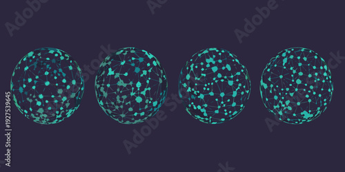 Four teal interconnected network ovals against a dark purple background