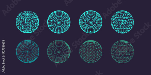 Abstract geometric eggs evolving from wireframe to solid forms