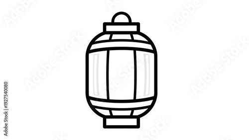 Stylized black and white outline icon of a traditional hanging lantern, representing cultural celebrations, festive decor, and illuminating light for events and Asian-inspired themes