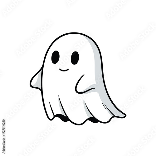 Cute Cartoon Ghost Illustration for Halloween and Spooky Themes