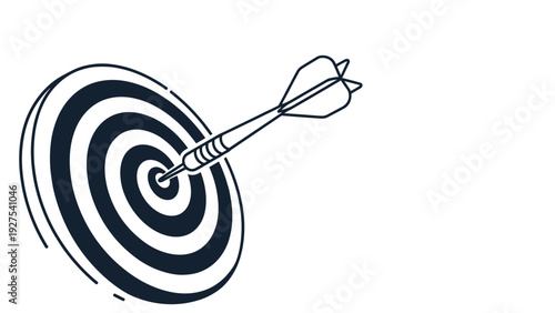 Precision and success represented by a single dart hitting the bullseye of a black and white circular target with high accuracy.