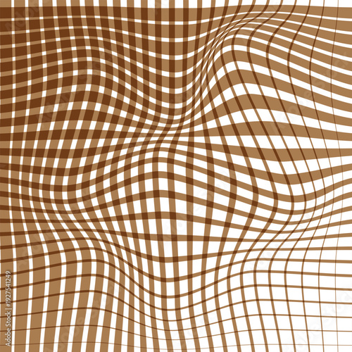 abstract brown colour seamless thik to thin chaqe plade wave distorted texture pattern. Design element for prints, decor, textile, cloth..