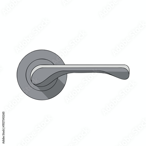 Modern Silver Door Handle on a White Background for Interior Design and Hardware Installations