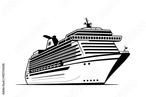 A large cruise ship sails on the water.