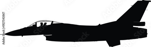Black Silhouette of a Modern Supersonic Fighter Jet Isolated on White Background for Military Aviation Graphic Design Aerospace Industry Concept and Air Force Illustration