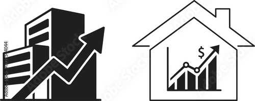 Real estate and financial growth icons