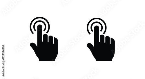 Two black hands interacting with glowing circles a digital silhouette