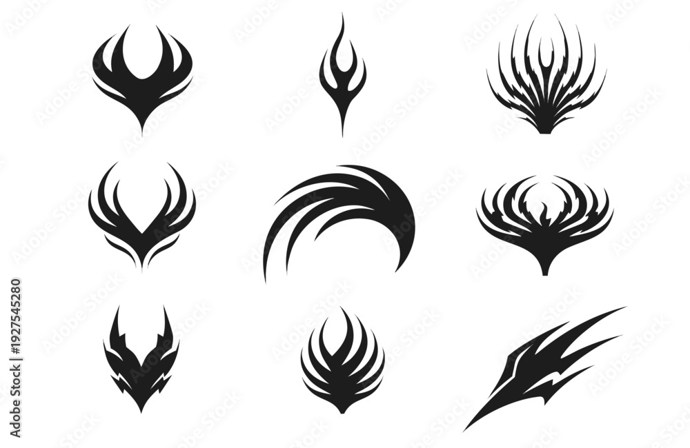 Fototapeta premium Nitro Boost Flame icon set of silhouette vector illustration isolated on white background