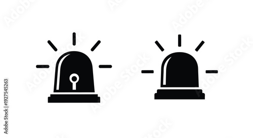 Two black emergency vehicle lights shown in a stark silhouette