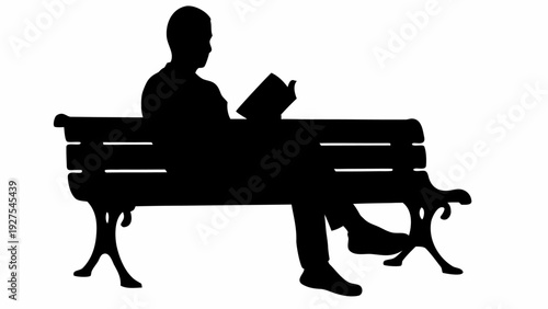 Man sitting on bench reading newspaper