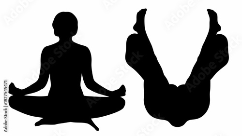 Two people in yoga poses for mindfulness and relaxation