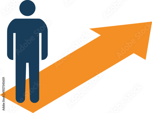 Conceptual illustration of an individual making professional progress and moving towards career success, representing growth, development, and an upward trajectory in their journey