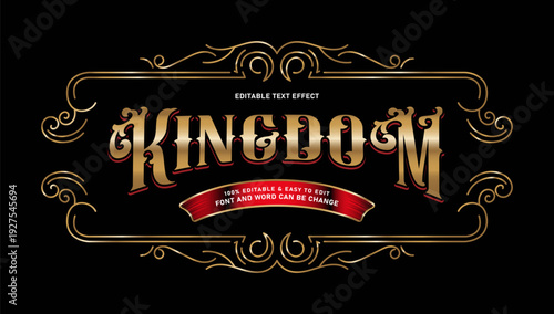 Kingdom Luxury Golden Victorian Editable Text Effect Vector