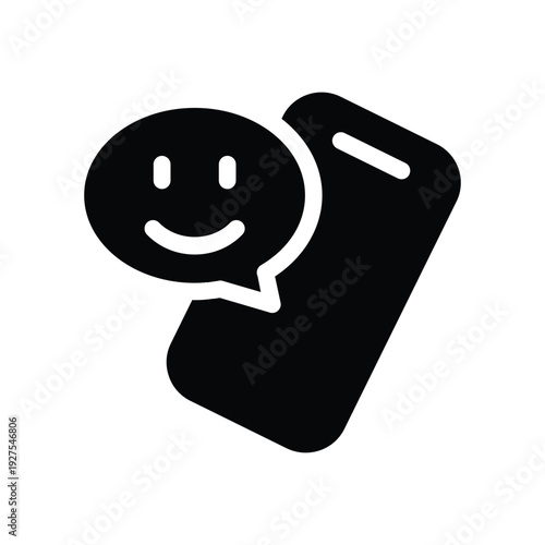 smartphone with bubble chat solid icon vector design good for web or mobile app