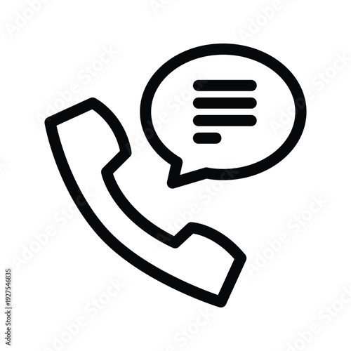 phone with rounded bubble chat and text outline icon vector design good for web or mobile app