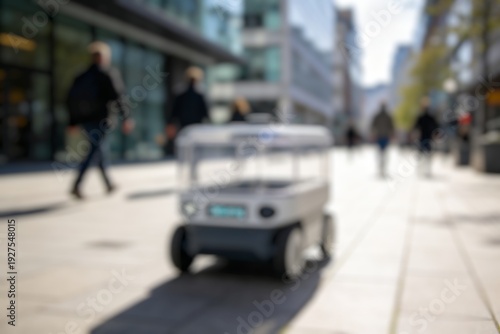 Wallpaper Mural Blur image of An autonomous delivery robot operating in an urban environment, representing the future of smart logistics and last-mile delivery. Torontodigital.ca