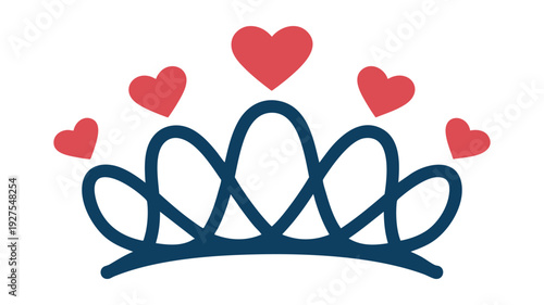 Elegant crown adorned with floating hearts symbolizing love and royalty