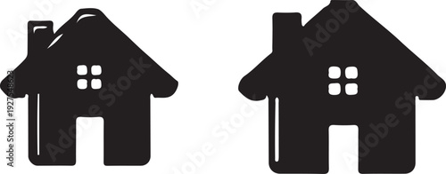 Two simple black house silhouettes