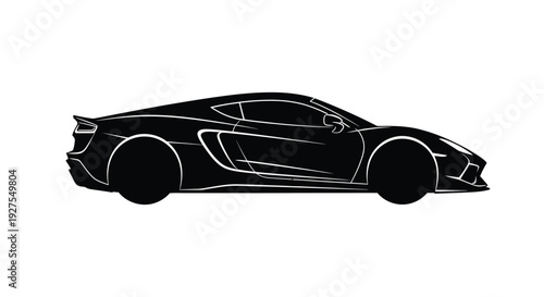 Sleek sports car profile with defined lines and a striking silhouette