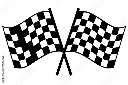 Motorsport Checkered Flag Silhouette Icon Vector Illustration
