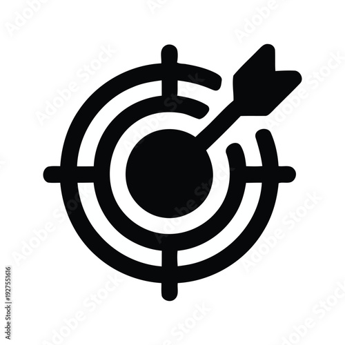 Black target with arrow symbolizing precision and focus