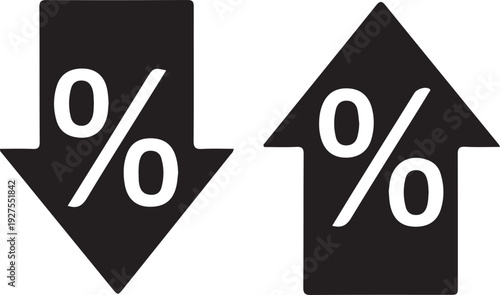 Arrows pointing in opposite directions with percentage symbols indicating change