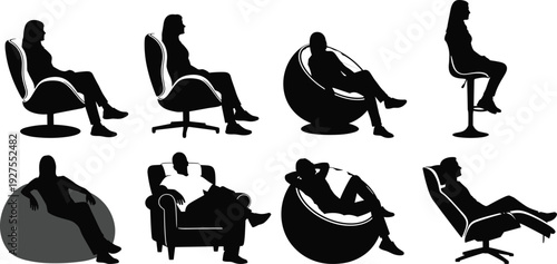 People Silhouette Mega Collection with Business Professionals Soldiers Construction Workers Painters Fishermen Mountain Climbers Disabled People and Praying Figures Vector Set