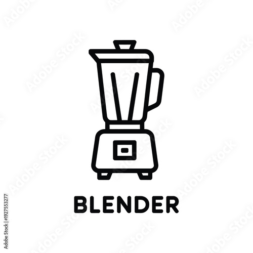 Simple black and white line drawing of a kitchen blender appliance