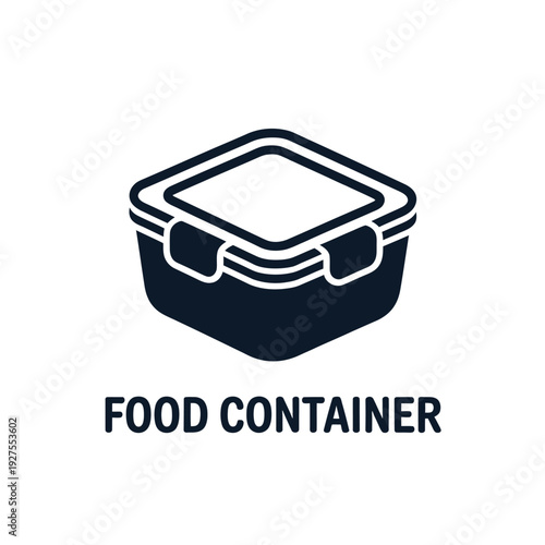Simple black outline of a rectangular food container with a lid