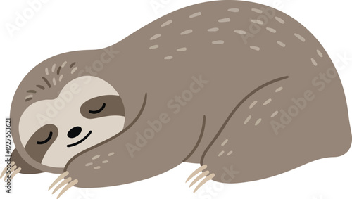 Sleeping Sloth Animal Flat Design Illustration