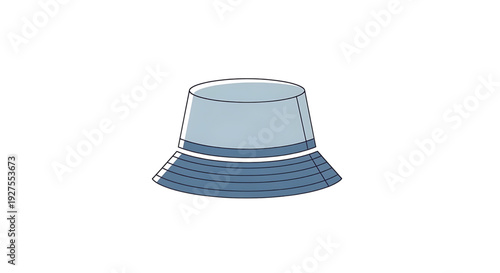 A simple, modern, and minimalist graphic illustration of a light blue bucket hat with a darker blue brim and subtle shading