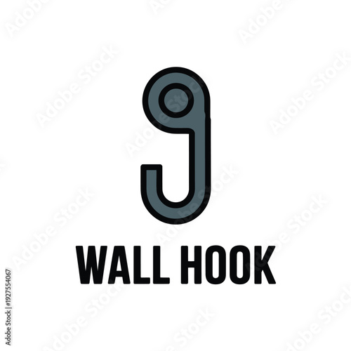 Illustration of a wall hook with the text wall hook below it