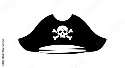 Icon of a black pirate hat with a white skull and crossbones emblem, representing adventure and danger