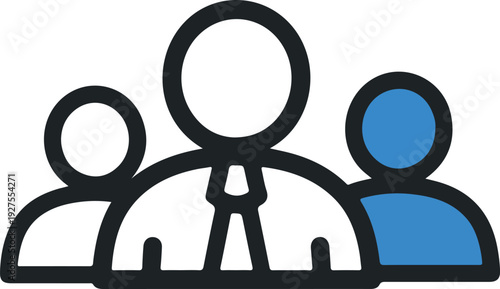 Teamwork Group Icon Flat Design Blue White Isolated On White